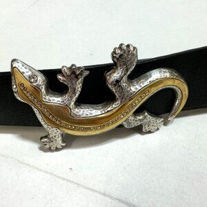 Chicos Belt Lizard Mixed Metal Black Size Medium Large Southwest Medium Large